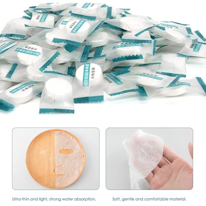 YHRY 100PCS COTTON DRY COMPRESSED FACIAL MASK SHEET, DIY FACIAL SKIN CARE GREAT FOR HOME AND TRAVEL, SOFT DISPOSABLE BREATHABLE SKIN FRIENDLY, FOR WOMEN FOR HOME TRAVEL, DISPOSABLE MASK PAPER - Image 4